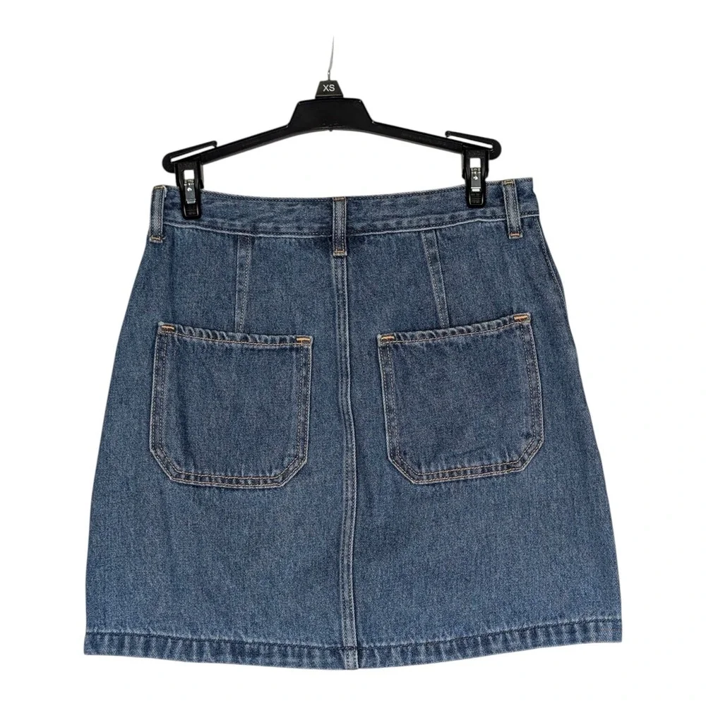 Hollister Denim Mini Skirt Womens 3 Blue Ultra High Rise Exposed Full Zip Casual